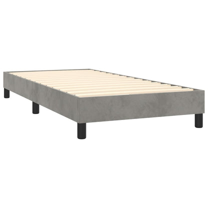 Letto a Molle con Materasso e LED Grigio Chiaro 90x200 cm Velluto