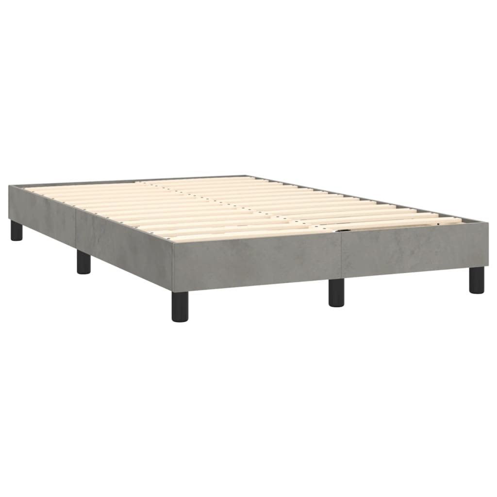 Letto a Molle con Materasso e LED Grigio Chiaro 120x200 cm Velluto
