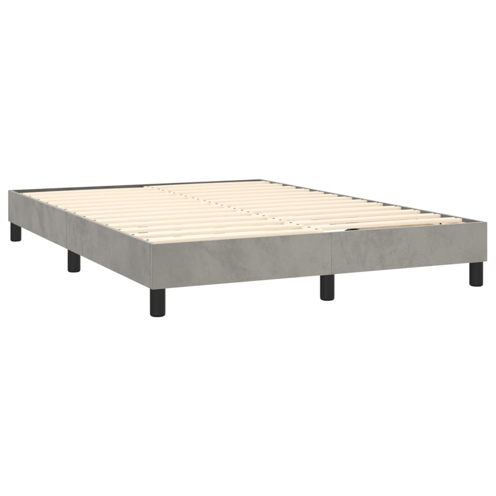 Letto a Molle con Materasso e LED Grigio Chiaro 140x200 cm Velluto