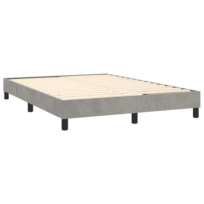 Letto a Molle con Materasso e LED Grigio Chiaro 140x200 cm Velluto