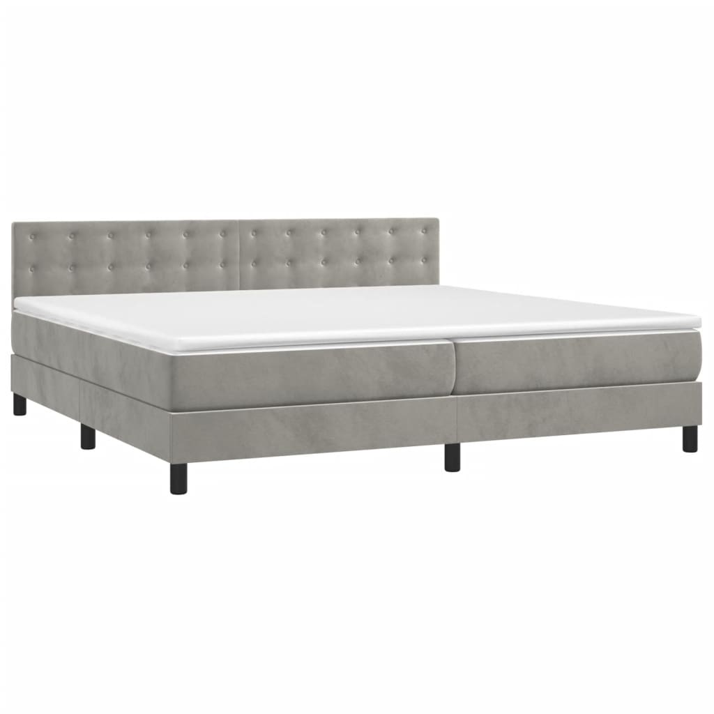 Letto a Molle con Materasso e LED Grigio Chiaro 200x200 cm Velluto