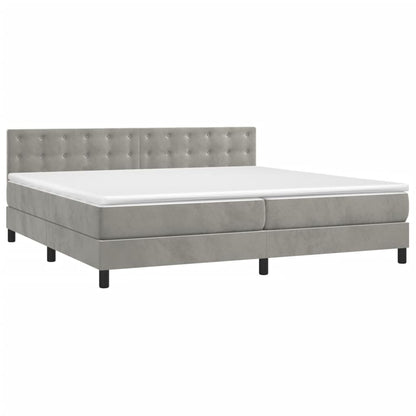 Letto a Molle con Materasso e LED Grigio Chiaro 200x200 cm Velluto