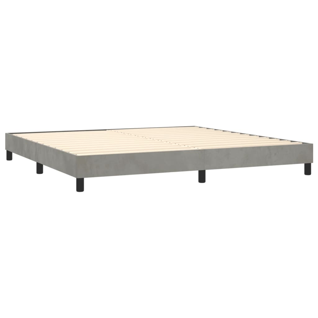 Letto a Molle con Materasso e LED Grigio Chiaro 200x200 cm Velluto