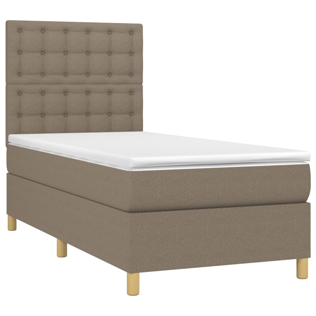 Letto a Molle con Materasso e LED Tortora 80x200 cm in Tessuto