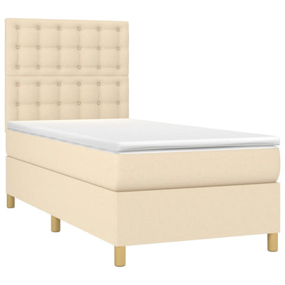 Letto a Molle con Materasso e LED Crema 80x200 cm in Tessuto