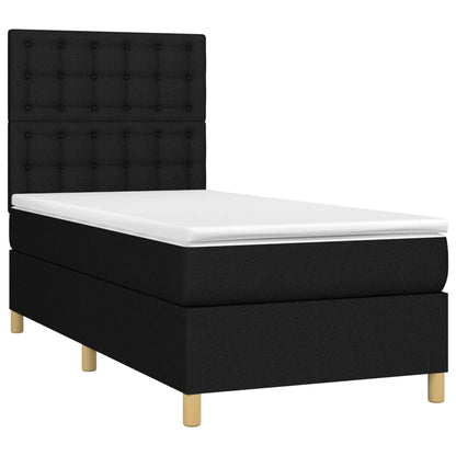 Letto a Molle con Materasso e LED Nero 90x190 cm in Tessuto