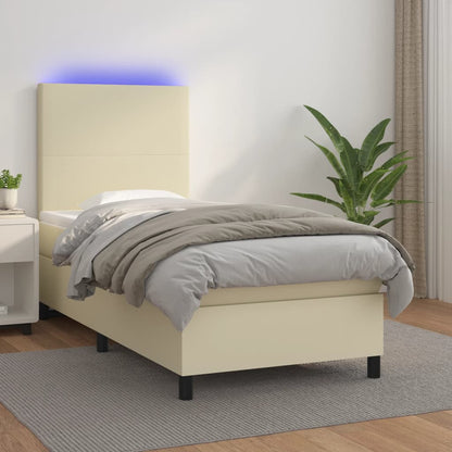 Giroletto a Molle con Materasso e LED Crema 80x200cm Similpelle