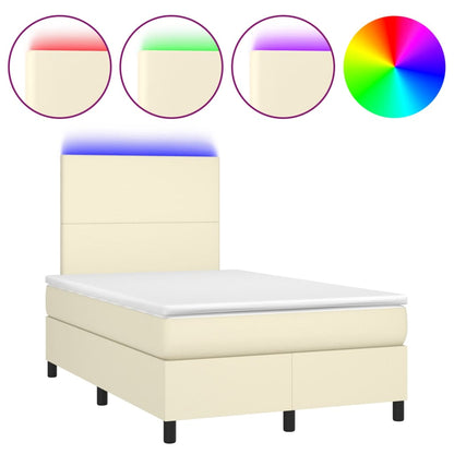 Giroletto Molle con Materasso e LED Crema 120x200cm Similpelle