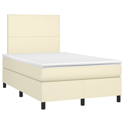 Giroletto Molle con Materasso e LED Crema 120x200cm Similpelle