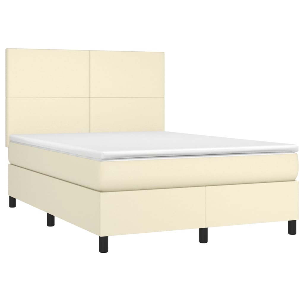 Giroletto a Molle con Materasso e LED Crema 140x200 cm
