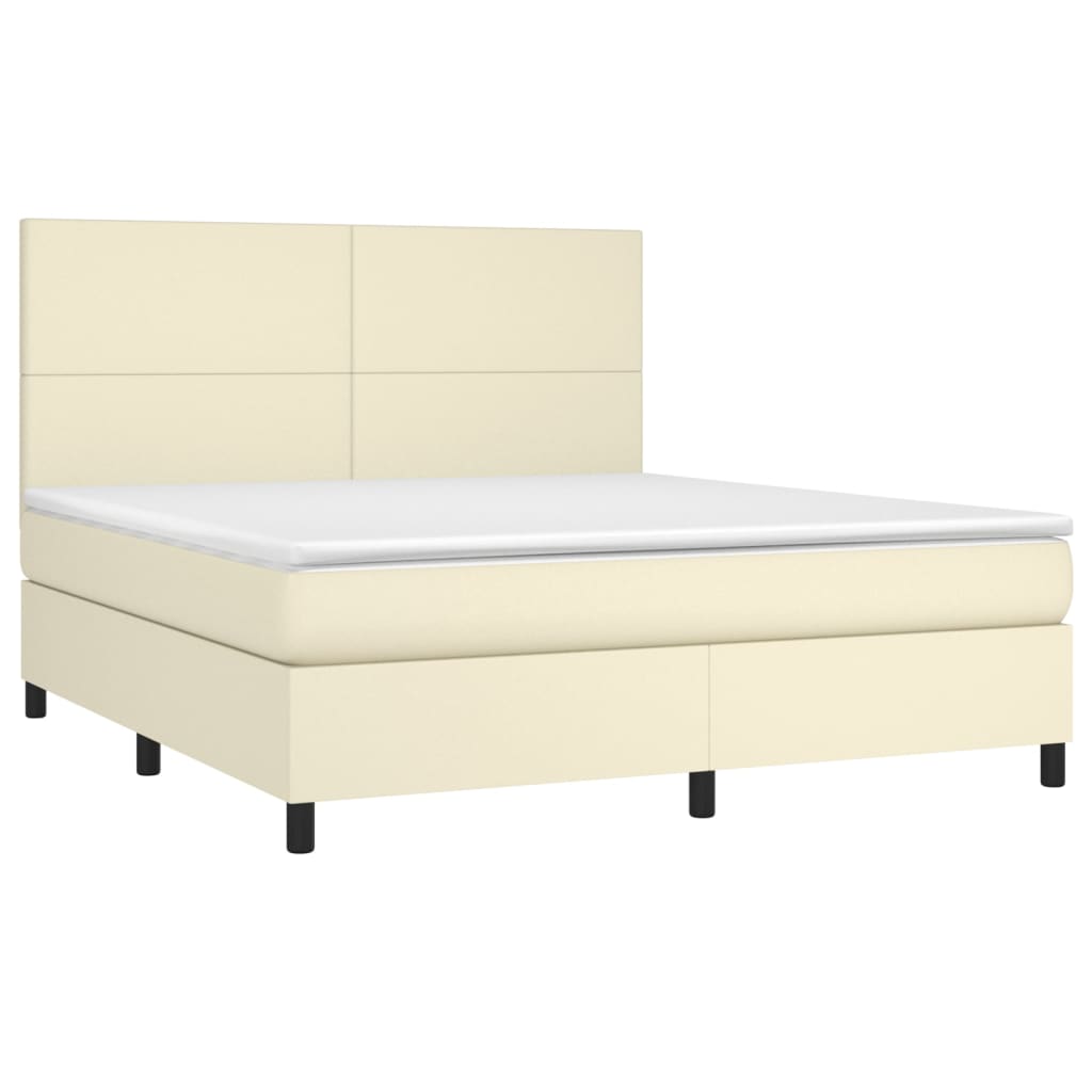 Giroletto a Molle con Materasso e LED Crema 180x200 cm