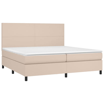 Giroletto Molle Materasso e LED Cappuccino 200x200cm Similpelle