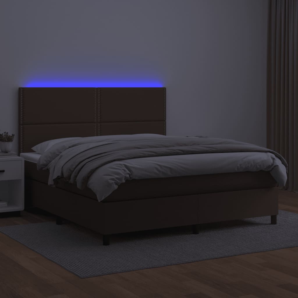 Giroletto Molle con Materasso e LED Marrone 140x190 cm