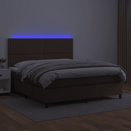 Giroletto Molle con Materasso e LED Marrone 140x190 cm