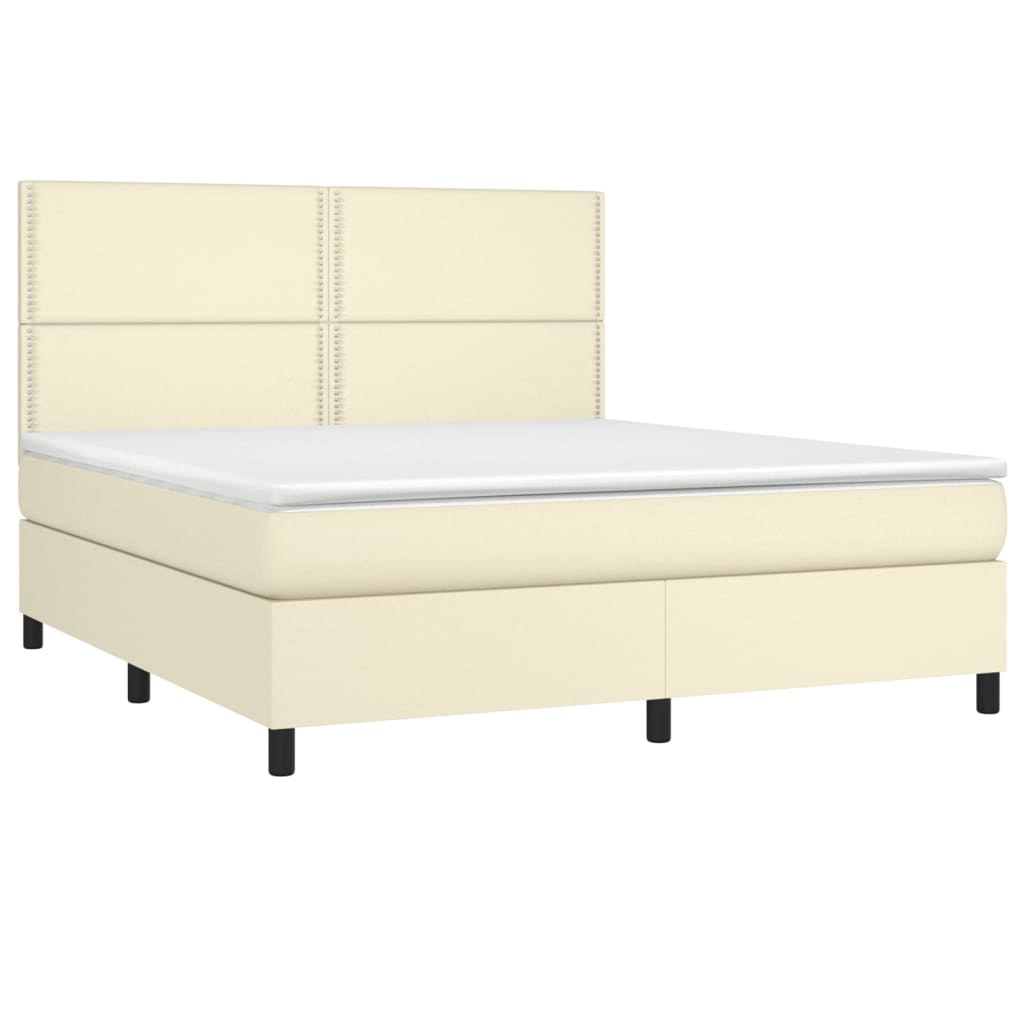Giroletto a Molle con Materasso e LED Crema 160x200 cm