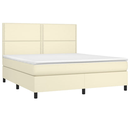 Giroletto a Molle con Materasso e LED Crema 160x200 cm