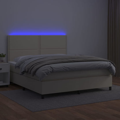 Giroletto a Molle con Materasso e LED Crema 160x200 cm