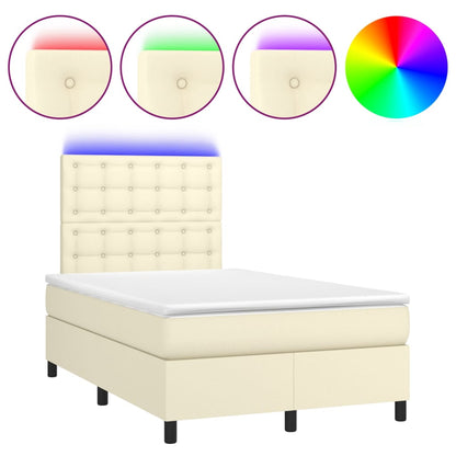 Giroletto Molle con Materasso e LED Crema 120x200cm Similpelle