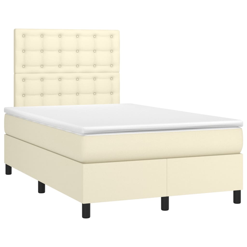 Giroletto Molle con Materasso e LED Crema 120x200cm Similpelle