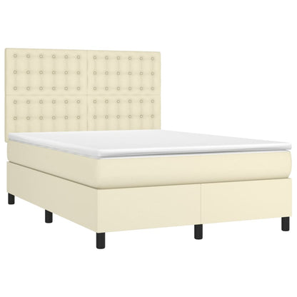 Giroletto a Molle con Materasso e LED Crema 140x190 cm