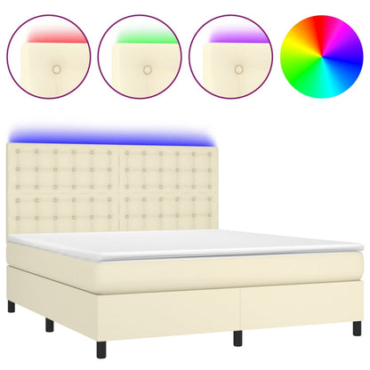 Giroletto a Molle con Materasso e LED Crema 180x200 cm
