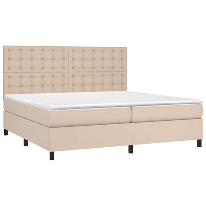 Giroletto Molle Materasso e LED Cappuccino 200x200cm Similpelle