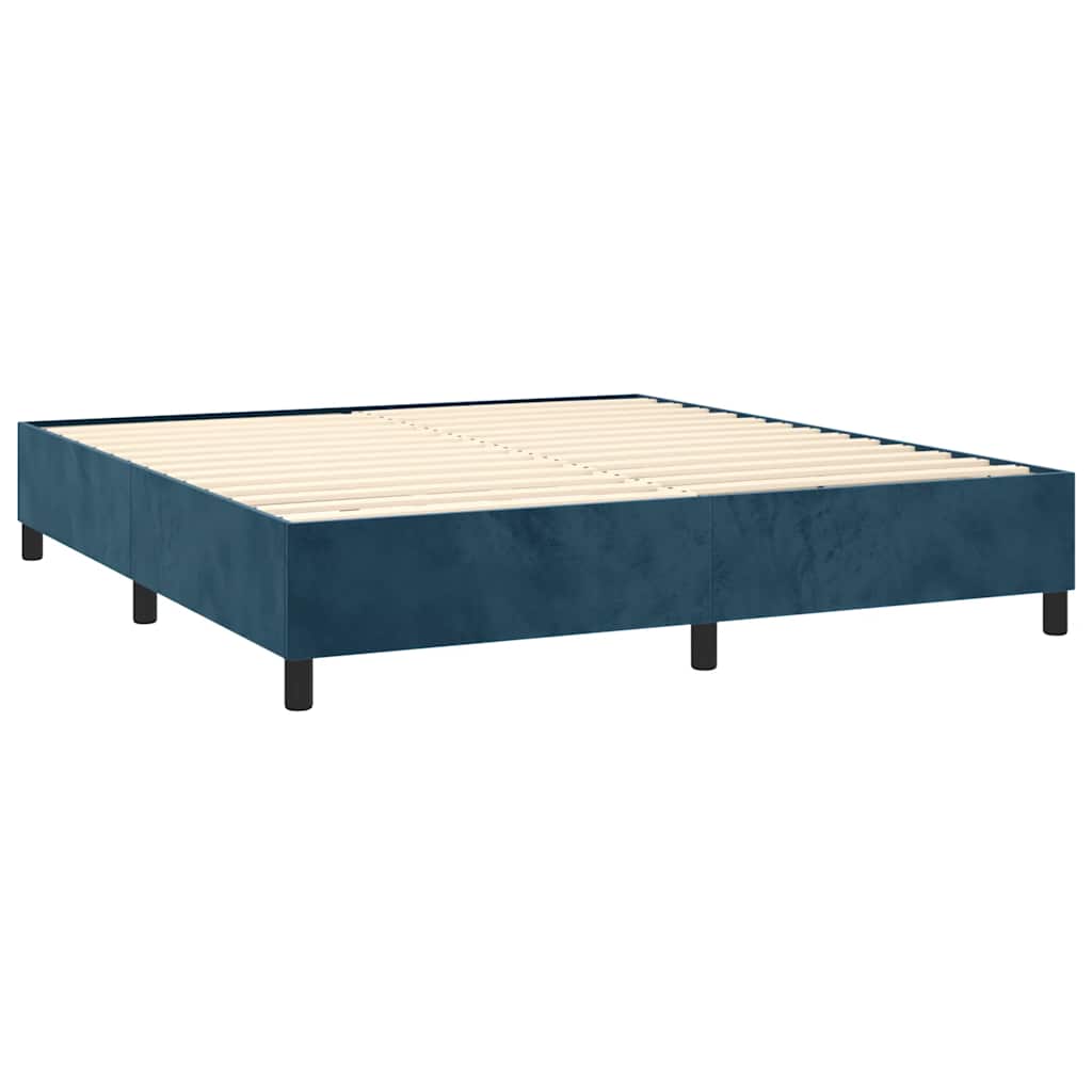 Letto a Molle con Materasso e LED Blu Scuro 180x200 cm