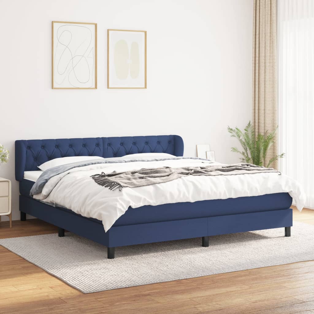 Giroletto a Molle con Materasso Blu 160x200 cm in Tessuto