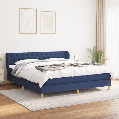 Giroletto a Molle con Materasso Blu 160x200 cm in Tessuto