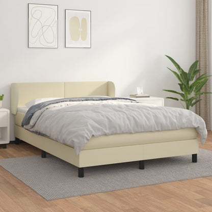 Giroletto a Molle con Materasso Crema 140x200 cm in Similpelle