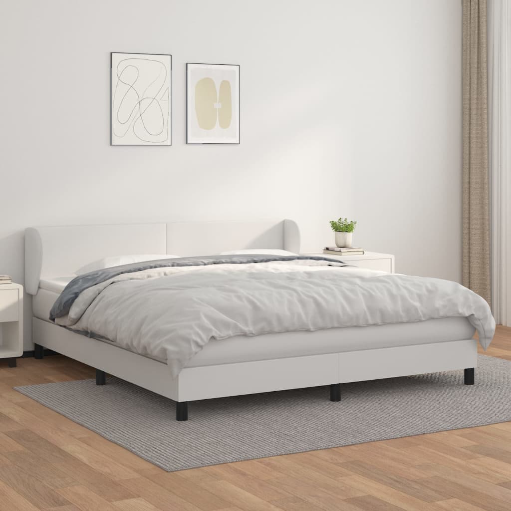 Giroletto a Molle con Materasso Bianco 180x200 cm in Similpelle
