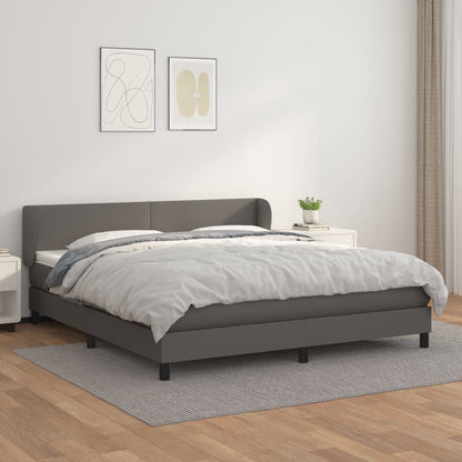 Giroletto a Molle con Materasso Grgio 180x200 cm in Similpelle