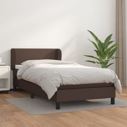 Giroletto a Molle con Materasso Marrone 100x200cm in Similpelle