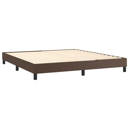Giroletto a Molle con Materasso Marrone 180x200cm in Similpelle