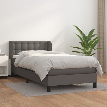 Giroletto a Molle con Materasso Grigio 90x190 cm in Similpelle