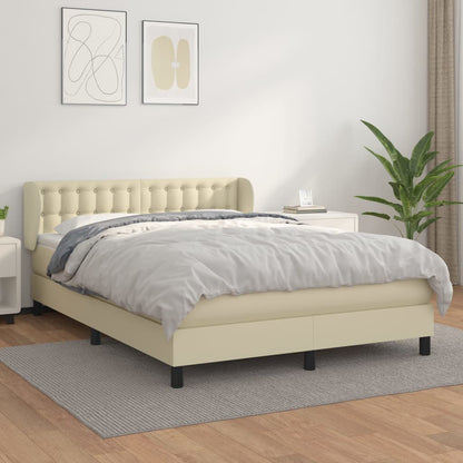 Giroletto a Molle con Materasso Crema 140x190 cm in Similpelle