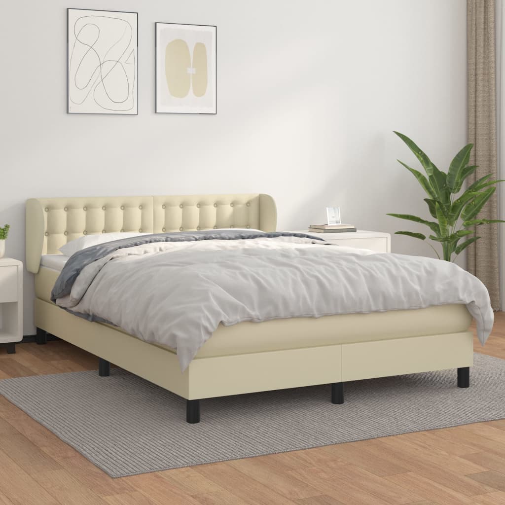 Giroletto a Molle con Materasso Crema 140x200 cm in Similpelle