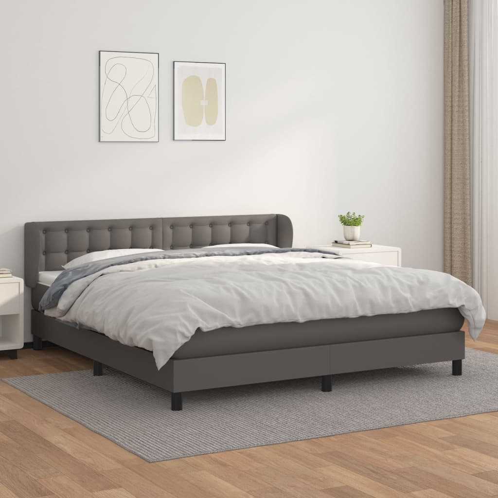 Giroletto a Molle con Materasso Grgio 180x200 cm in Similpelle