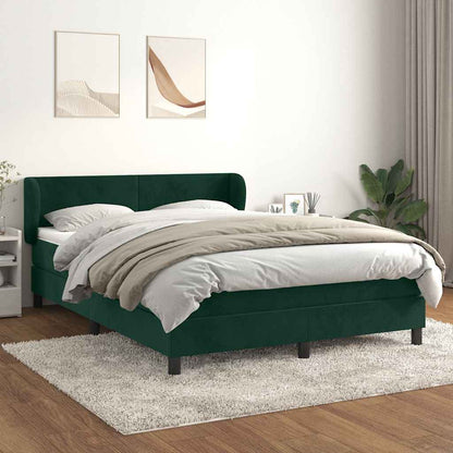 Giroletto a Molle con Materasso Verde Scuro 140x190 cm Velluto
