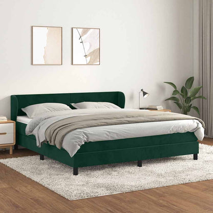 Giroletto a Molle con Materasso Verde Scuro 160x200 cm Velluto