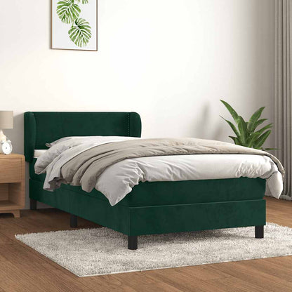 Giroletto a Molle con Materasso Verde Scuro 80x200 cm Velluto