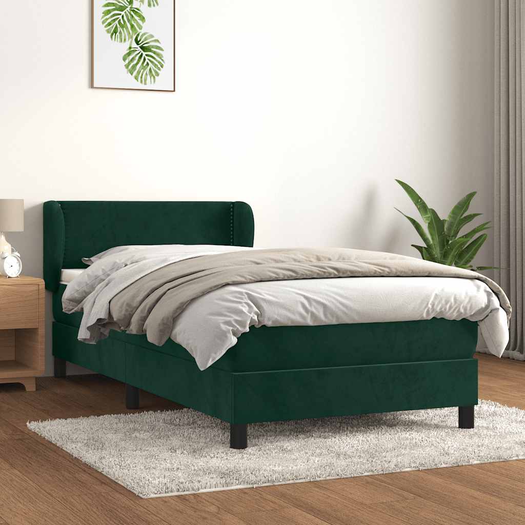Giroletto a Molle con Materasso Verde Scuro 100x200 cm Velluto
