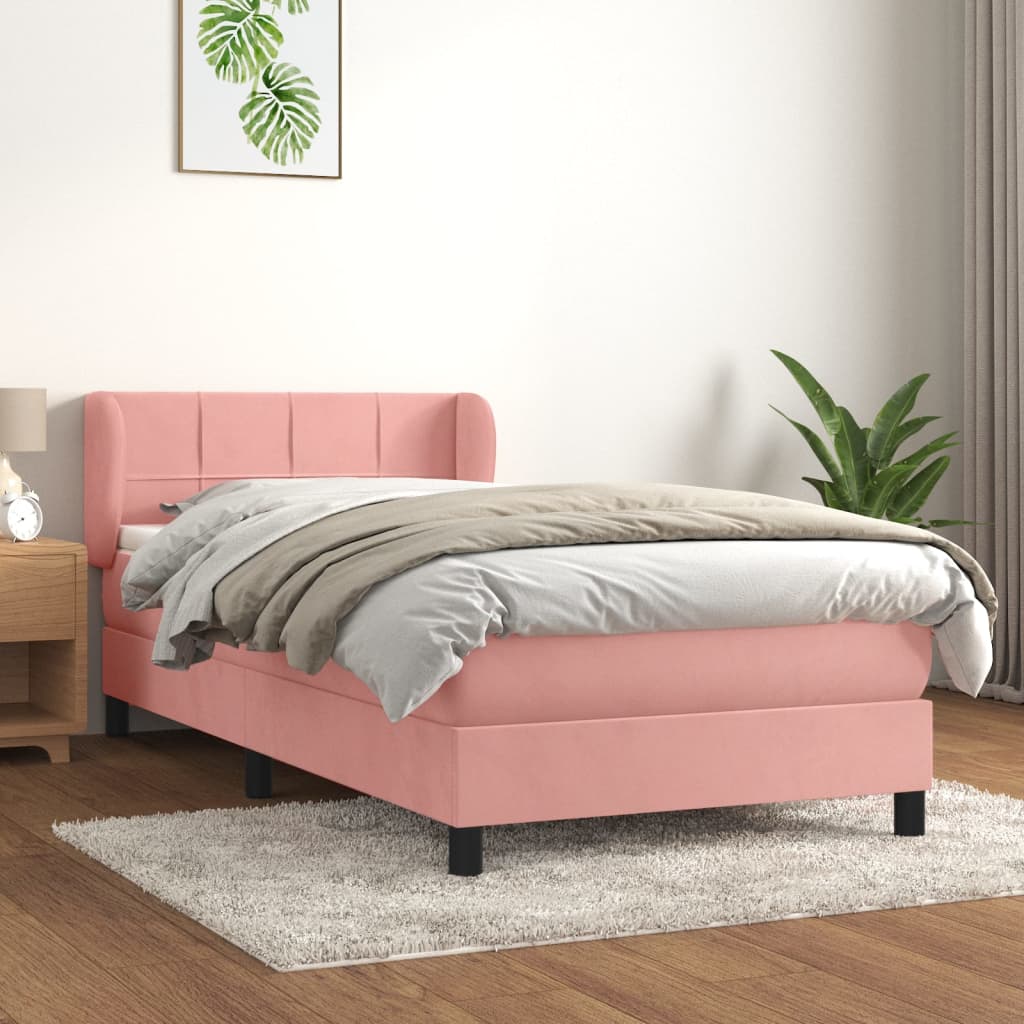 Giroletto a Molle con Materasso Rosa 90x200 cm in Velluto