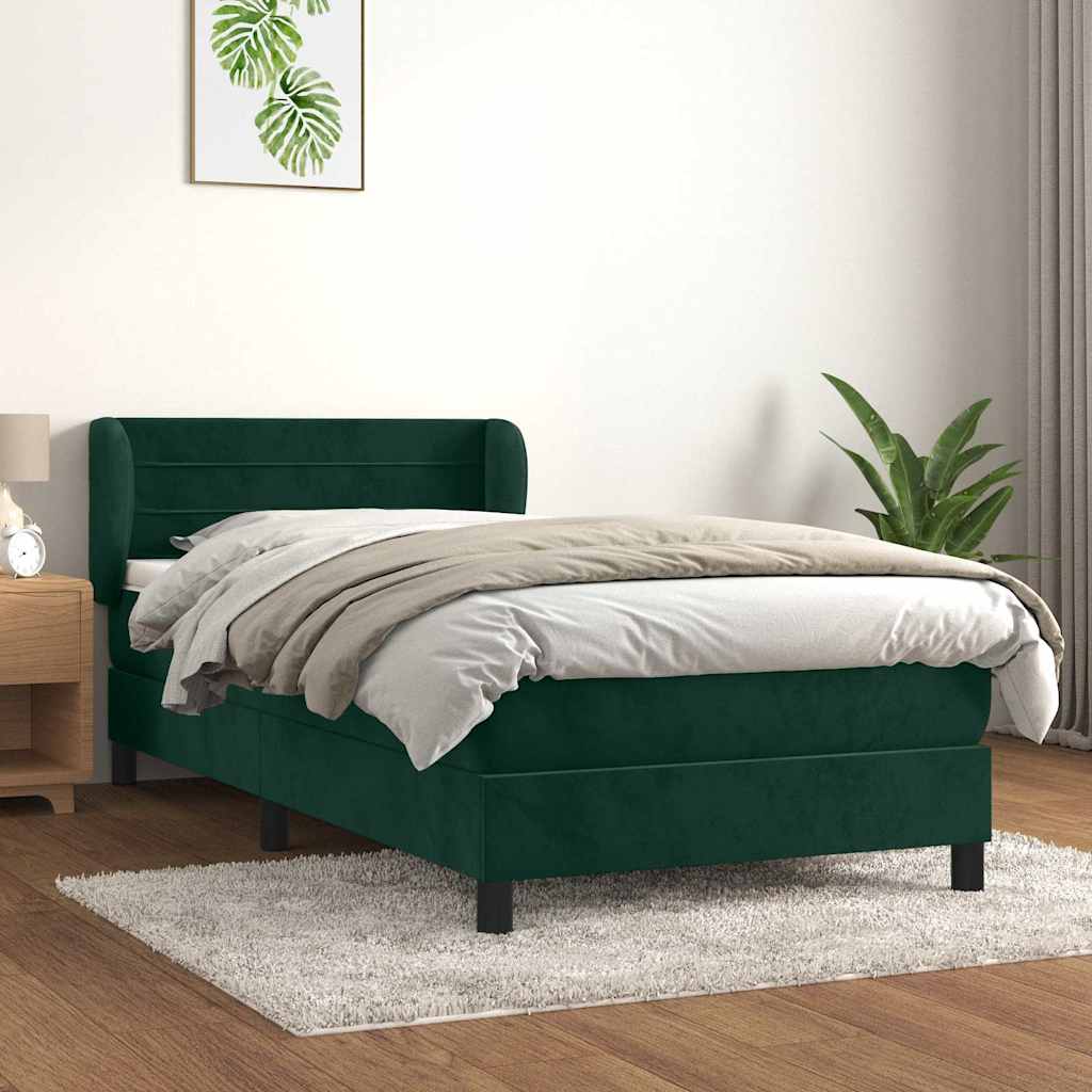 Giroletto a Molle con Materasso Verde Scuro 100x200 cm Velluto