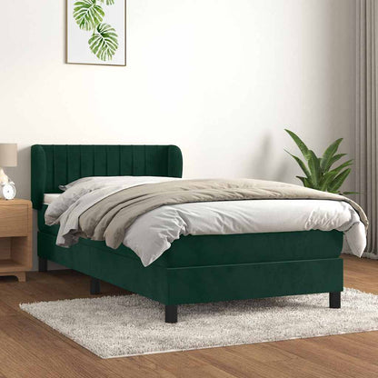 Giroletto a Molle con Materasso Verde Scuro 80x200 cm Velluto