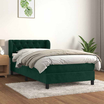 Giroletto a Molle con Materasso Verde Scuro 80x200 cm Velluto