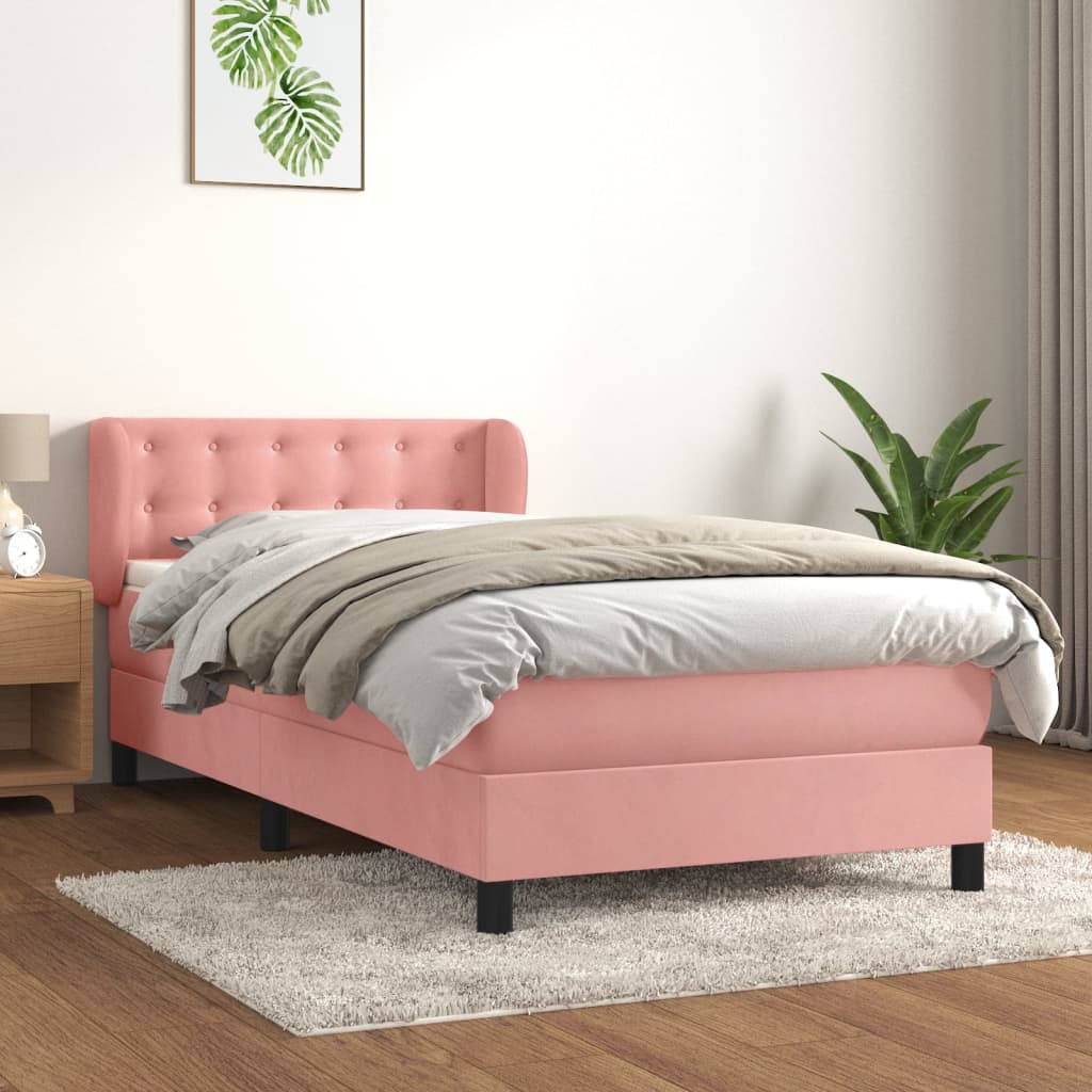 Giroletto a Molle con Materasso Rosa 80x200 cm in Velluto