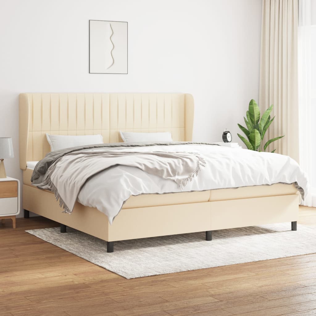 Giroletto a Molle con Materasso Crema 200x200 cm in Tessuto