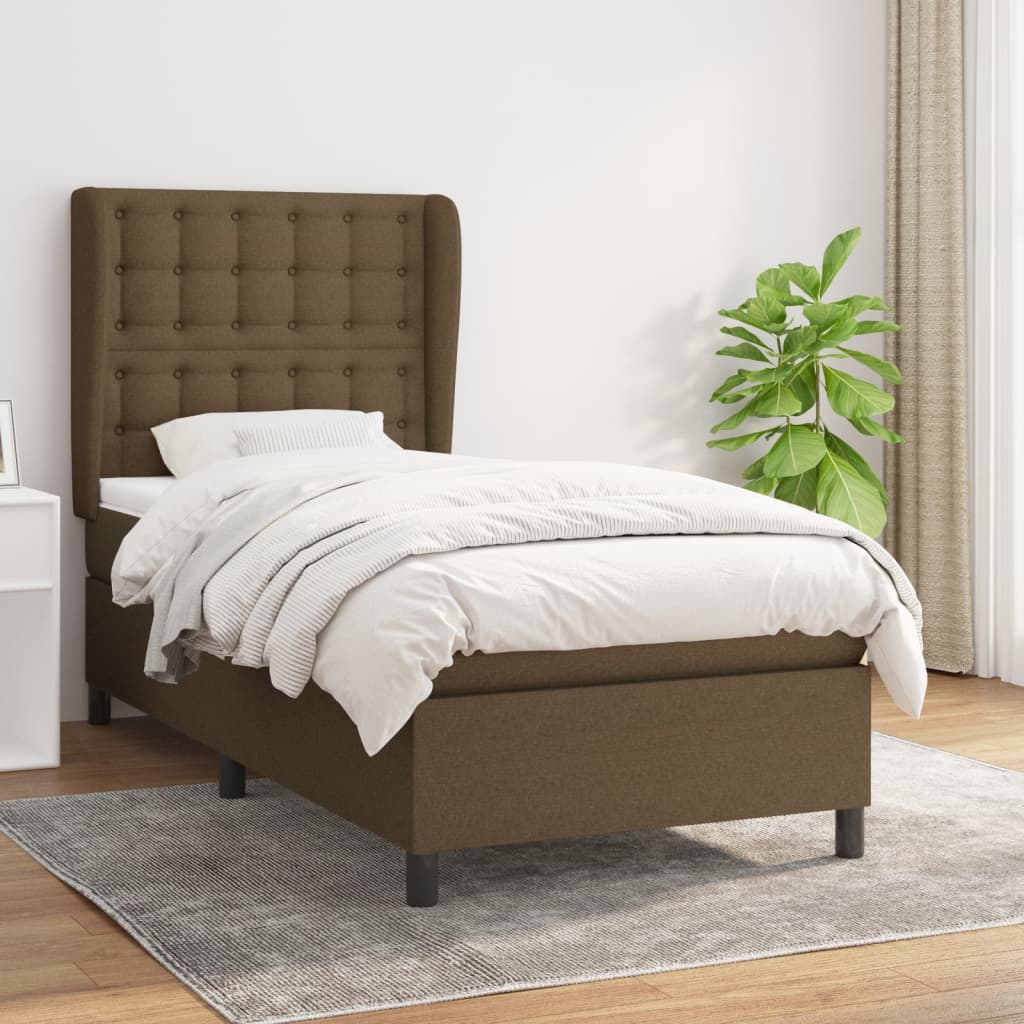 Giroletto a Molle con Materasso Marrone Scuro 80x200 cm Tessuto