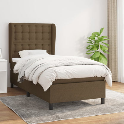 Giroletto a Molle con Materasso Marrone Scuro 80x200 cm Tessuto